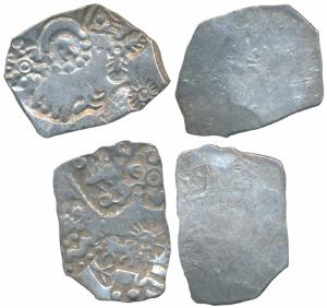 Punch-marked Coinage, attributed to Magadha Janapada, Silver Karshapana (2), 3.48g & 3.33g