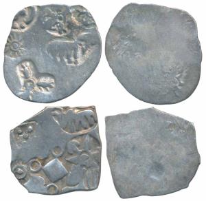 Punch-marked Coinage, attributed to Magadha Janapada, Silver Karshapana (2), 3.23g & 3.38g