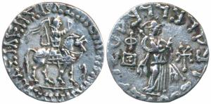 Indo-Scythians, Azes II, Silver Tetradrachm, 9.84g, obv. king mounted on a horse to right,