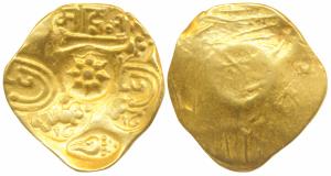 Yadavas of Devagiri, Bhillama V (c. 1185-1193 AD), Gold Padma Tanka, 3.71g, Punch-marked t