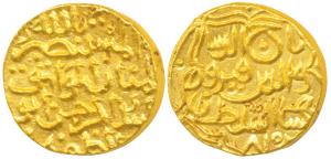 Taj-ud-Din Firuz Shah (AH 800-825; 1397-1422 AD), Gold Tanka, 11.06g, Mintless type, al-mu