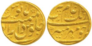 Aurangzeb (AH 1068-1118; 1658-1707 AD), Gold Mohur, 10.8g, Dar al-Zafar Bijapur Mint, AH 1