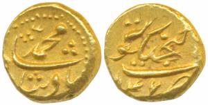 Muhammad Shah, Gold Pagoda, 2.83g, Ganjikot Mint, AH (1)147 (KM E440.3). Extremely Fine, V