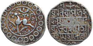 Ratna Manikya (SE 1598-1603; 1676-1681 AD), Silver Tanka, 10.62g, citing Queen Bhagyvati, 