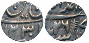 Muhammadabad Banaras Mint, Silver ¼ Rupee, 2.7g, in the name of Shah Alam II, AH 1230 froz