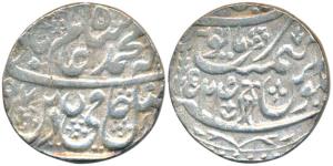 Najibabad Mint, Silver Rupee, 11.08g, in the name of Shah Alam II, vertical fish with Pers