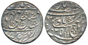 Najibabad Mint, Silver Rupee, 11.20g, in the name of Shah Alam II, dagger on rev., RY 25 (