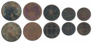 Copper ½ Anna; ¼ Anna & ½ Pice, 1833; Bombay Presidency Copper 1 Pice, 7.8g, 1791; Madras 