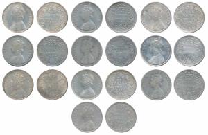 Victoria Queen & Empress, Silver Rupee (10), 1862 (2), 1877, 1878, 1884, 1885, 1886, 1891,
