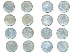 George VI, Silver Rupee (8), 1940, 1941, 1942 (2), 1943, 1944 and 1945 (2), all Bombay Min