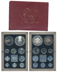 1974 Proof Set, Planned Families Food For All, set of 10, 1 Paisa to Rupees 50. In immacul