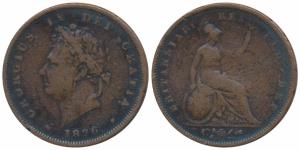 Great Britain, George IV, Copper Penny, 1826 (KM 693). Fine+, Rare.