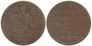Italy, Vatican City, Pope Pius VII (Papal States), Copper Baiocco, Rome Mint, 1801, (KM 12