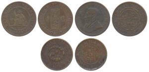 China, Tai-Ching-Ti-Kuo, Copper 10 Cash; South Africa, Penny, 1892; French Indo-China, Cop