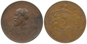 Netherlands, Willem III, Copper Medal, International Colonial Exhibition in Amsterdam, obv