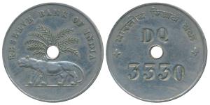 Cupro-Nickel Token, Reserve Bank of India, obv. R.B.I logo, rev. numerals DQ 3330 with RBI