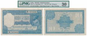 George V, Rupees 10, 2nd issue, 1925, signed H. Denning (J&R 3.7.1). Graded by PMG Very Fi