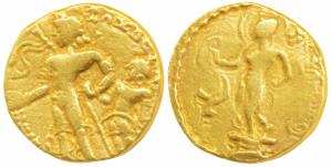 Guptas, Chandragupta II (c. 380-413 AD), Gold Dinar, 7.6g, ‘Chhatra’ type, obv. an attenda