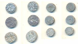 Mahmud Shah I, Silver ¼ Tanka (3), Muhammadabad Mint, AH 894; Ahmad Shah III, Silver Tanka