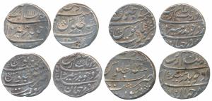 Aurangzeb, Silver Rupee (4), Surat Mint, AH 1109/41, 1111/4x, 1095/27 & RY 2x. Fine+ to Ab
