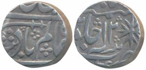 Shah Alam II (AH 1174-1221; 1759-1806AD), Silver Rupee, 11.76g, Kora Mint, RY 12, horizont