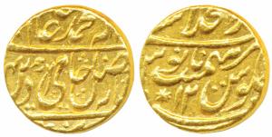 Shah Alam II, Gold Mohur, 10.89g, Dar-ul-Khilafat Shahjahanabad Mint, RY 12, star as mint 