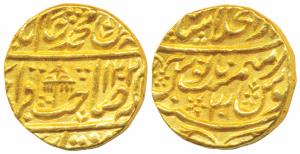 Shah Alam II, Gold Mohur, 10.78g, Dar-ul-Khilafat Shahjahanabad Mint, AH (11)95/23, a Roya