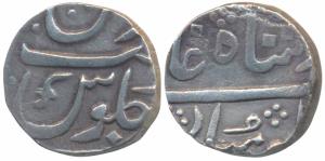 Sankheda Mint, Silver Rupee, 11.21g, in the name of Shah Alam II, sword as mint mark on re