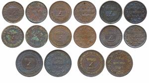 Sayaji Rao III (AH 1292-1357, 1875-1938 AD), Copper Paisa (6) and 2 Paisa (2), VS 1948 & 1