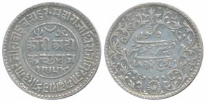Khengarji III, Silver 2½ Kori, 6.9g, with the name of Victoria Empress, VS 1954 / 1897 AD 