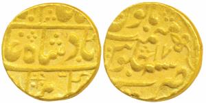 Mughal Issue, Gold Mohur, 10.6g, Nandgaon urf Kota Mint, RY 17, bud leaf with a pointed ce