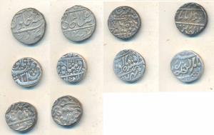 Silver Rupee (5), Jhalawar, with the name of Queen Victoria, RY 16; Kishangarh, RY 24; Kot