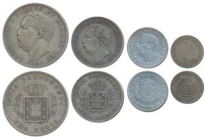 Goa, Luiz I (Ludwig), Set of 4, Silver Rupia, ½, ¼ and 1/8, 1881 (KM 312, 311, 310 & 309).