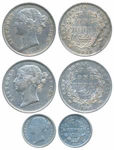 Victoria Queen, Silver Rupee & ¼ Rupee, 1840, divided legend. Very Fine+, the last Fine+. 