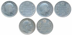 Edward VII, Silver ½ Rupee (3), 1906, 1907 & 1910, Bombay and Calcutta Mints. Fine+ to Ver