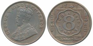 George V, Cupro-Nickel 8 Annas, 1919, Bombay Mint, (Prid 872). Very Fine+.
