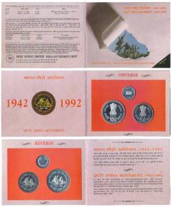 1993 Proof Set, Quit India Movement, set of 2, Rupees 50 and 100. In immaculate condition,
