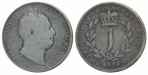 British Guyana, United Colony of Demerara and Essequibo, William IV, Silver Guilder, 7.4g,