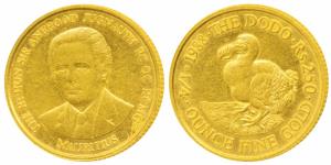 Mauritius, Gold Rupees 250, 8.51g, ¼ ounce, 1988, rev. the extinct Dodo bird (KM 58). Unci