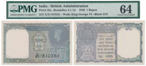 George VI, Rupee 1, 1944, signed C. E. Jones, serial number in black (J&R 4.1.1A). Graded 