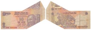 Rupees 10, signed Bimal Jalan, Error, extra paper of the previous note at top right corner
