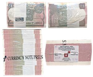 Ream of 1 Rupee Bundle (10), 2018, signed Subhash Garg. Uncirculated. (1000)