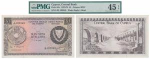 Cyprus, 1 Pound, watermark Eagle’s Head, 1976-78 (Pick 43c). Graded by PMG 45, Choice Extr