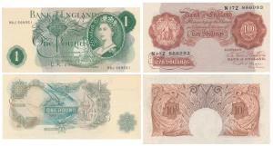 Bank of England, Elizabeth II, 1 Pound, ND 1960-77, watermark laureate heads in continuous
