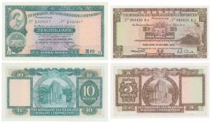 Hong Kong, 5 & 10 Dollars, 1973, (KM 181 & 182). Uncirculated. (2)