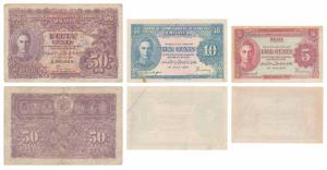 Malaya, George VI, 5, 10 & 50 Cents, 1941 (KM 7, 8 & 10). Fine to About Very Fine. (3)
