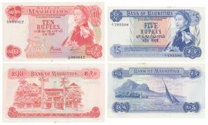 Mauritius, Elizabeth II, British Administration, Rupees 5 & 10, 1967 ND issue, watermark D