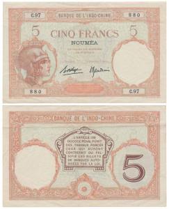 New Hebrides, Banque De L’Indochine, 5 Francs, 1941-45 Issue, ND (KM 4). Extremely Fine, R