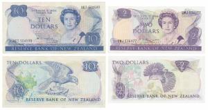 New Zealand, Elizabeth II, British Administration, 2 & 10 Dollars, 1967-81, watermark Capt
