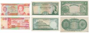Bahamas, Elizabeth II, 4 Shillings, 1953 Issue (KM 13); Jersey, Elizabeth II, 1 Pound, 196